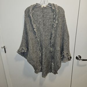 Anthropologie Charcoal Ruffled Poncho